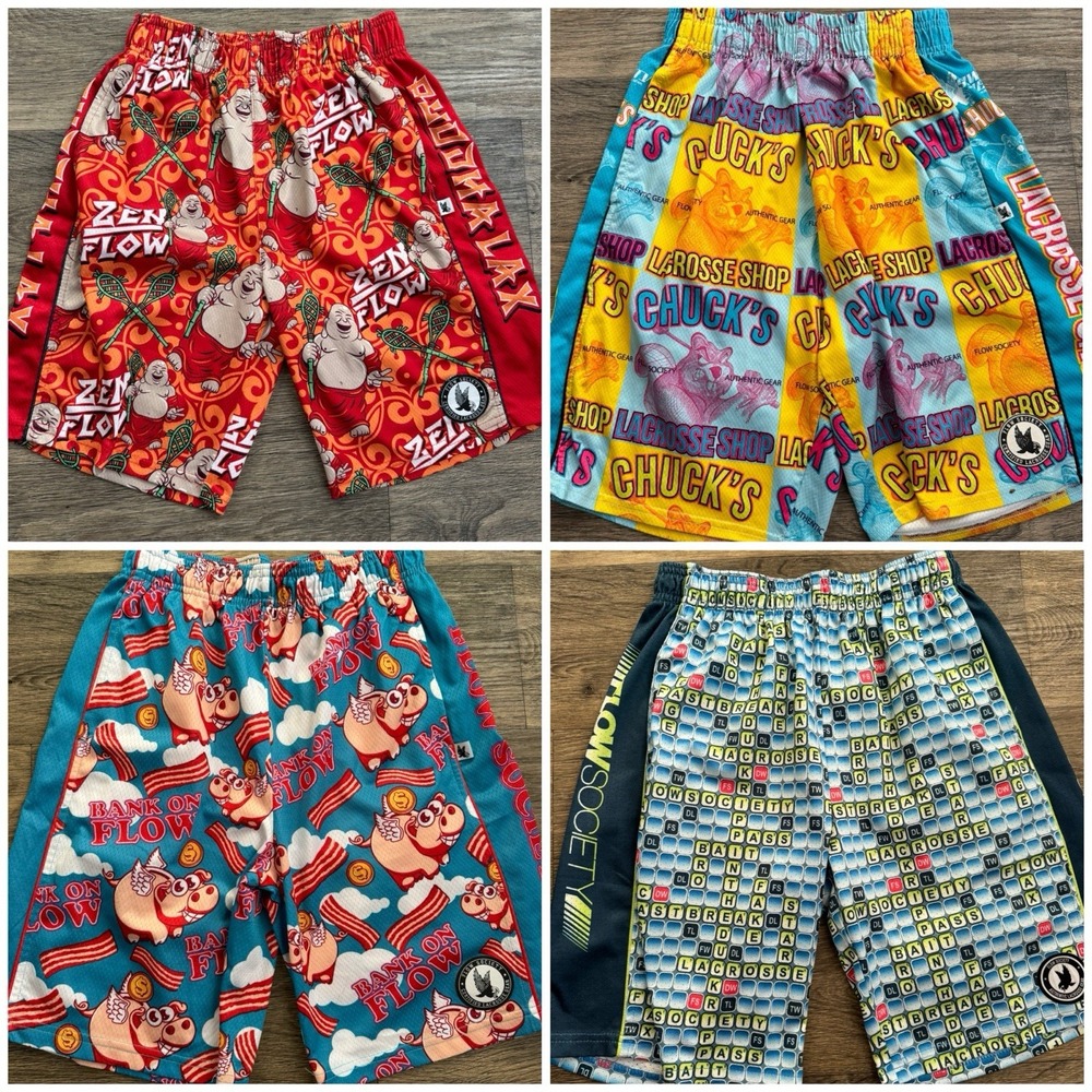 Flow Society Youth Medium/Large‎ Lacrosse Shorts Lot of 4